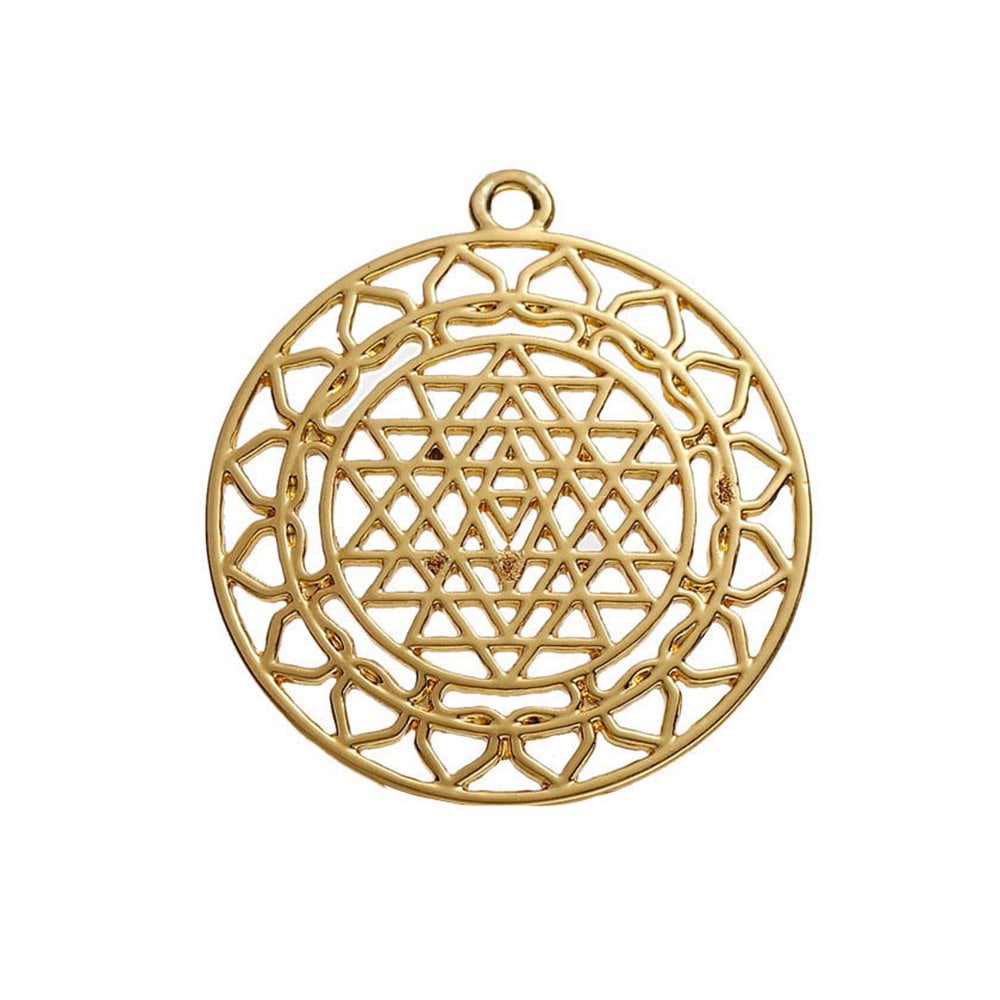 40mm Sri Yantra Meditation Pendant, gold-plated