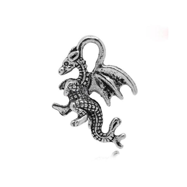 20mm Mini Dragon Pendant, antique-silver-plated