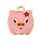 15x13mm Enamel Pink Pig Pendant, gold-plated