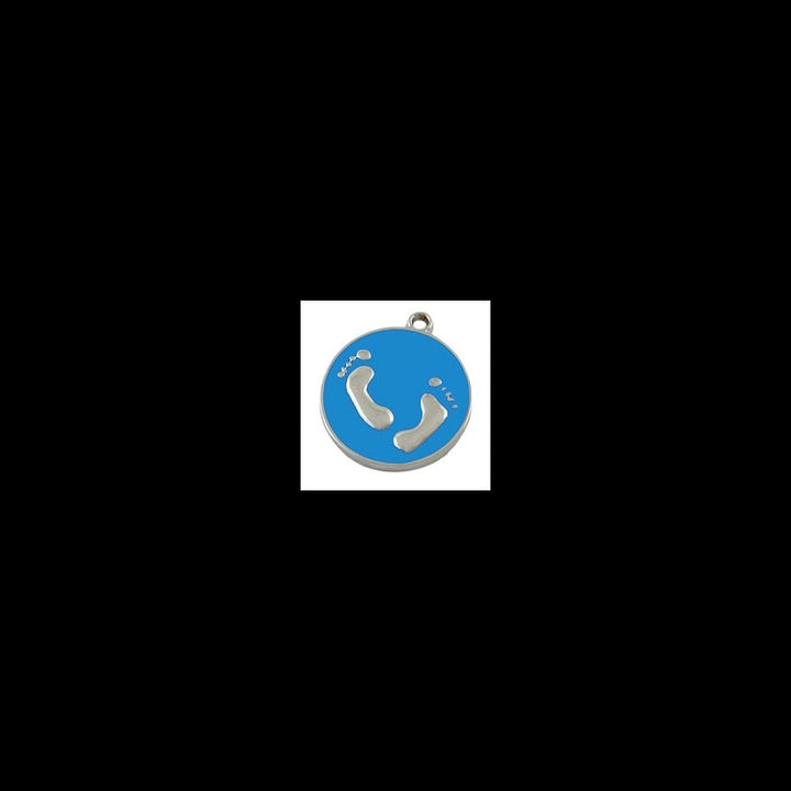 20mm Enamel Blue Footprint Pendant, silver-plated