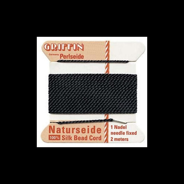 Griffin Silk Bead Cord, No 4 (0.6mm), black