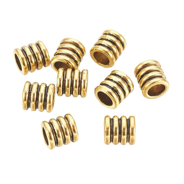 Tibetan Style Beads Grooved Tube Spacer 9mm, antique-gold-plated, additional photo
