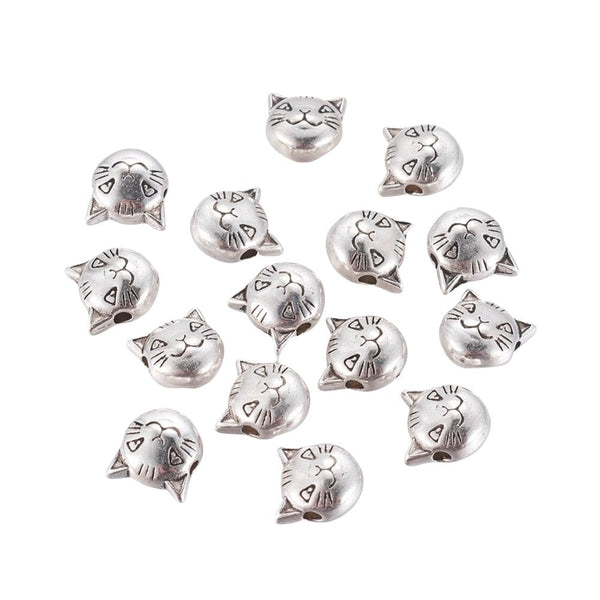 Tibetan Style Beads Cat Head Spacer 8mm, antique-silver-plated, additional photo