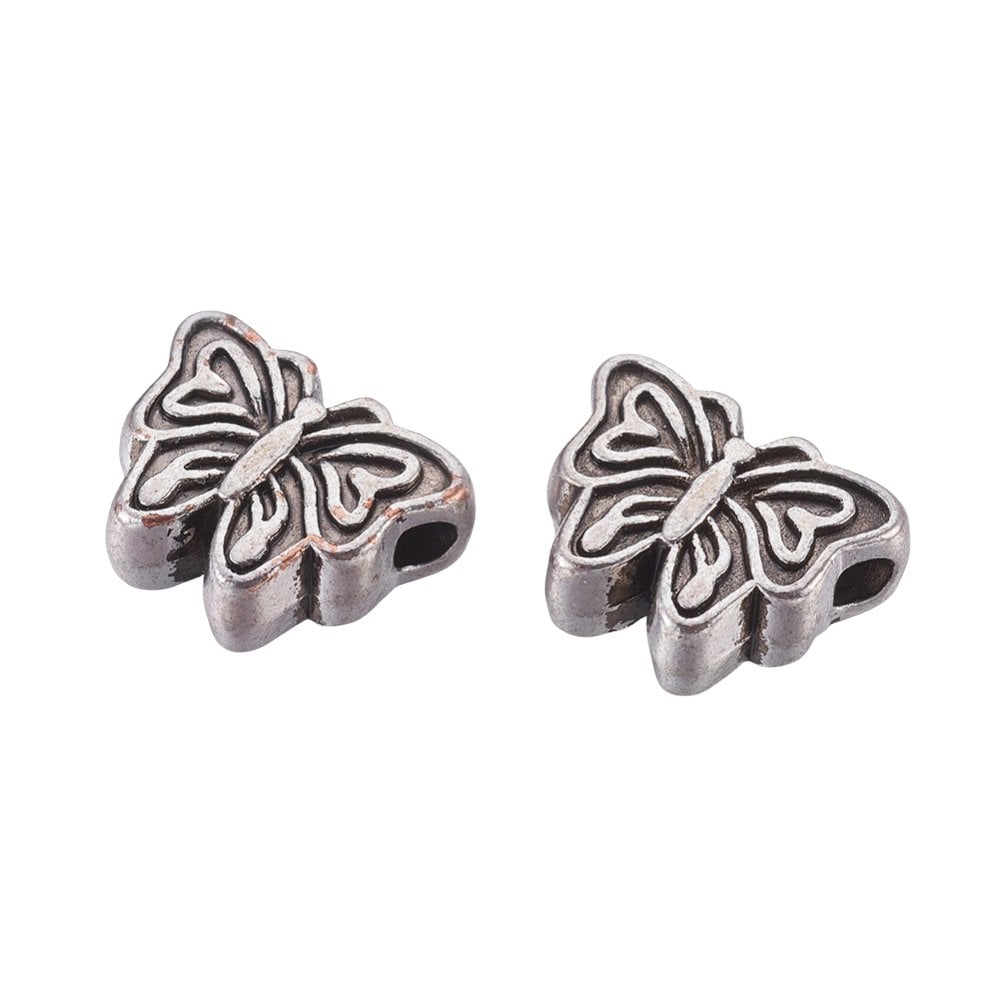 Tibetan Style Beads Butterfly Spacer 12x10mm, antique-silver-plated