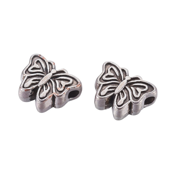 Tibetan Style Beads Butterfly Spacer 12x10mm, antique-silver-plated