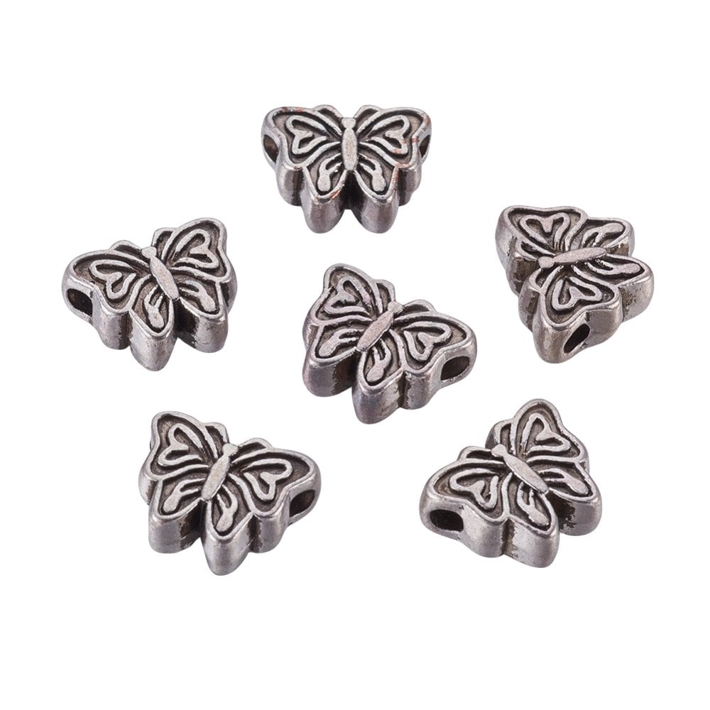 Tibetan Style Beads Butterfly Spacer 12x10mm, antique-silver-plated, additional photo