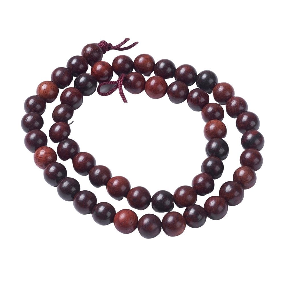 Natural Wood Beads Round 6mm, red/brown