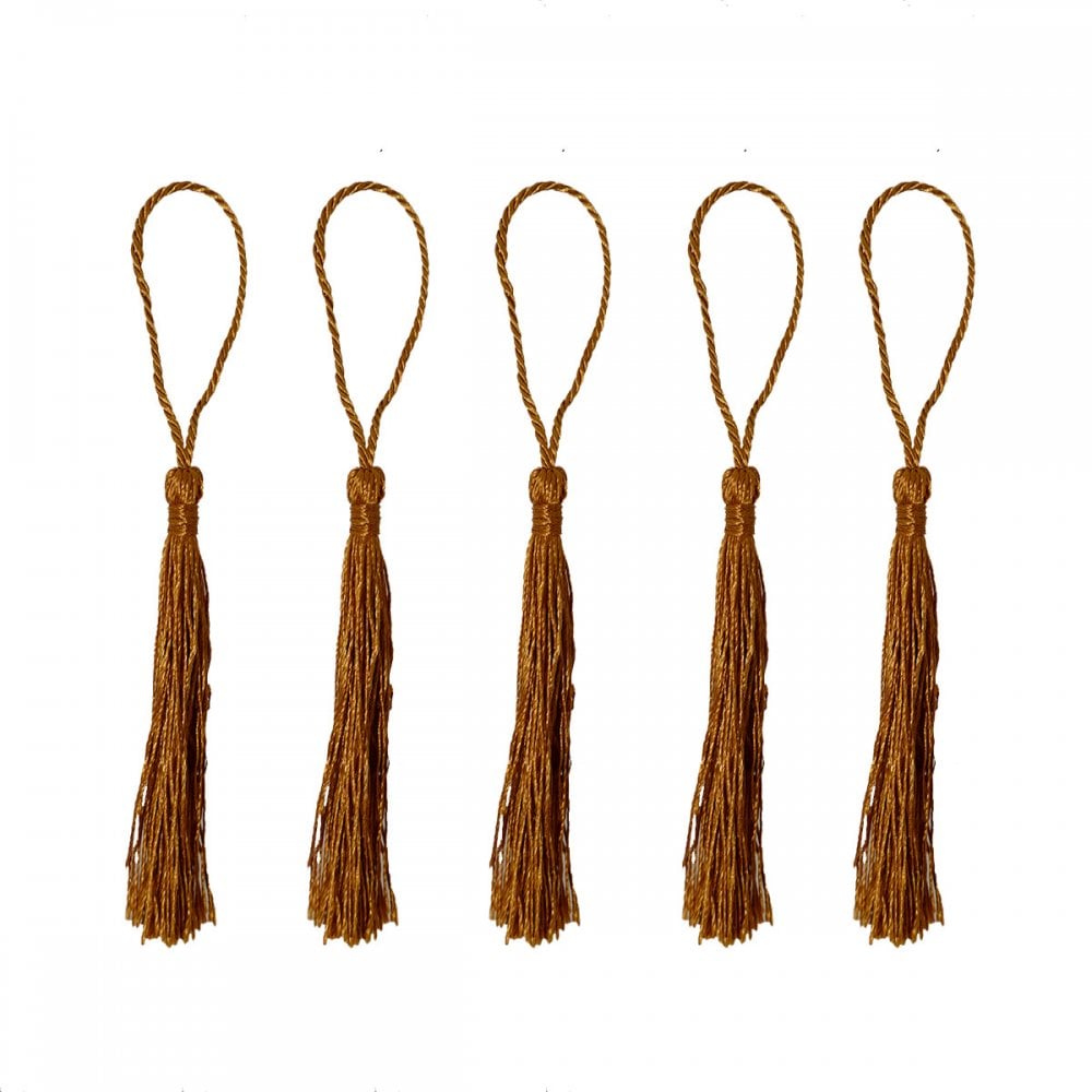 70mm Polyester Tassel with Loop, toffee