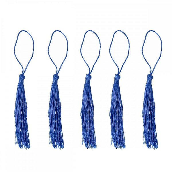 70mm Polyester Tassel with Loop, medium blue