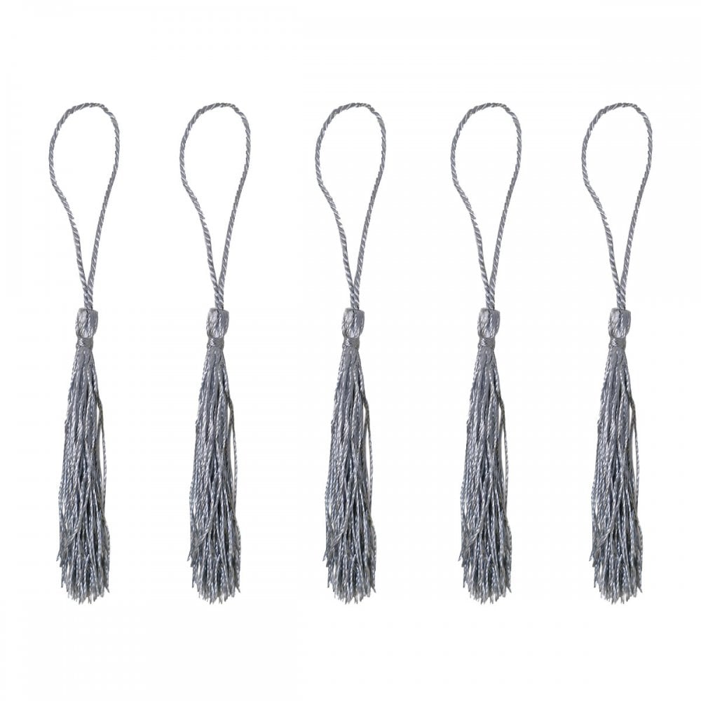 70mm Polyester Tassel with Loop, silver