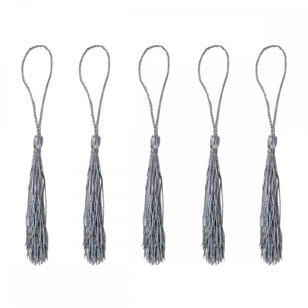 70mm Polyester Tassel with Loop, silver
