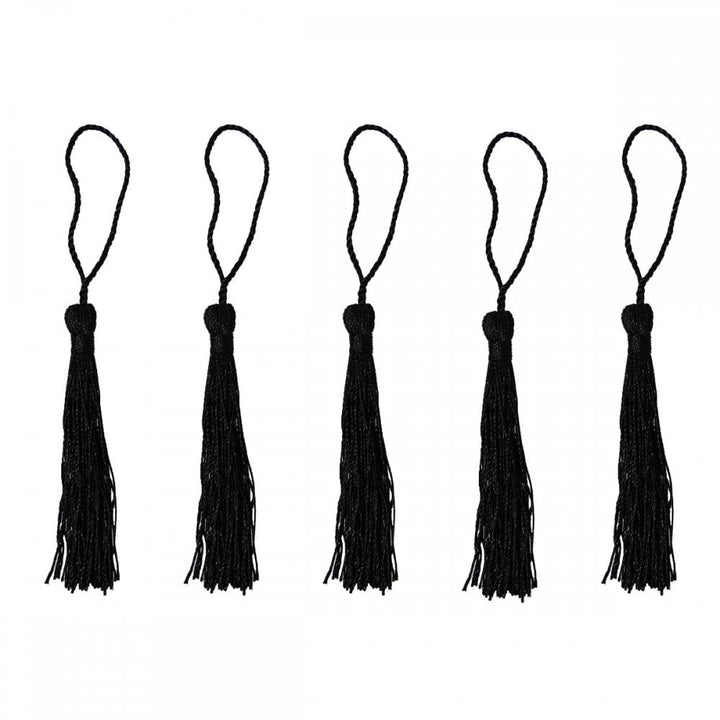 70mm Polyester Tassel with Loop, black