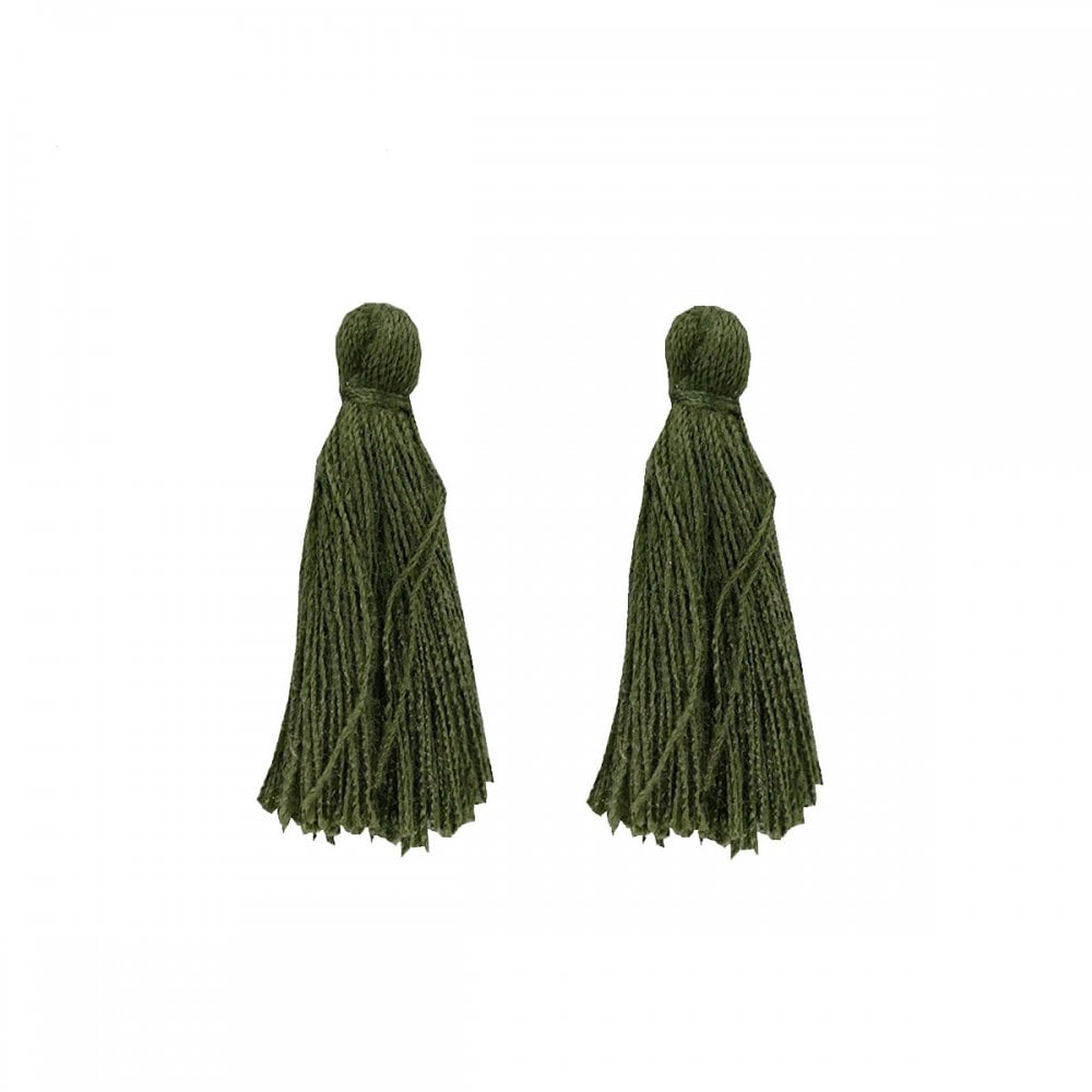 30mm Cotton Tassel Pendants, dark fern