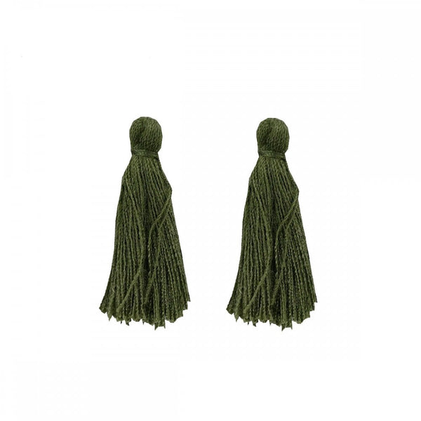 30mm Cotton Tassel Pendants, dark fern