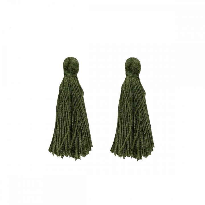 30mm Cotton Tassel Pendants, dark fern