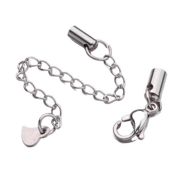 304 Stainless Steel Cord End With Clasp & Extension, Hole 3mm, additional photo