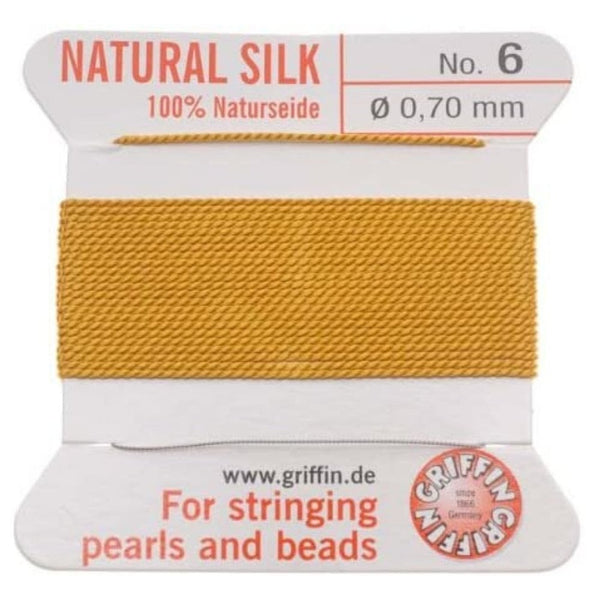 Griffin Silk Bead Cord, No 6 (0.7mm), amber