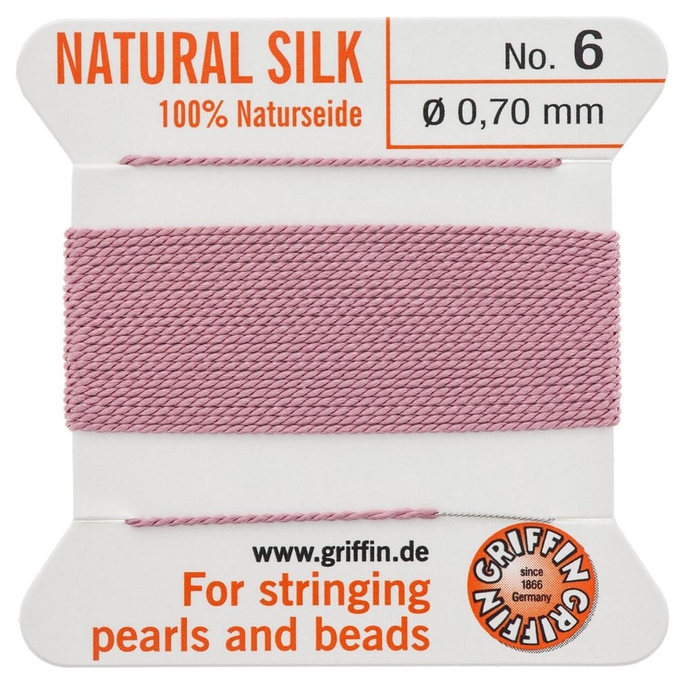 Griffin Silk Bead Cord, No 6 (0.7mm), dark pink