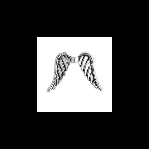 3x2.5mm Wing Spacer Pendant, silver-plated