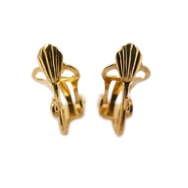 18mm Earclip Findings with Shell Design - Gold Plated - 2pcs