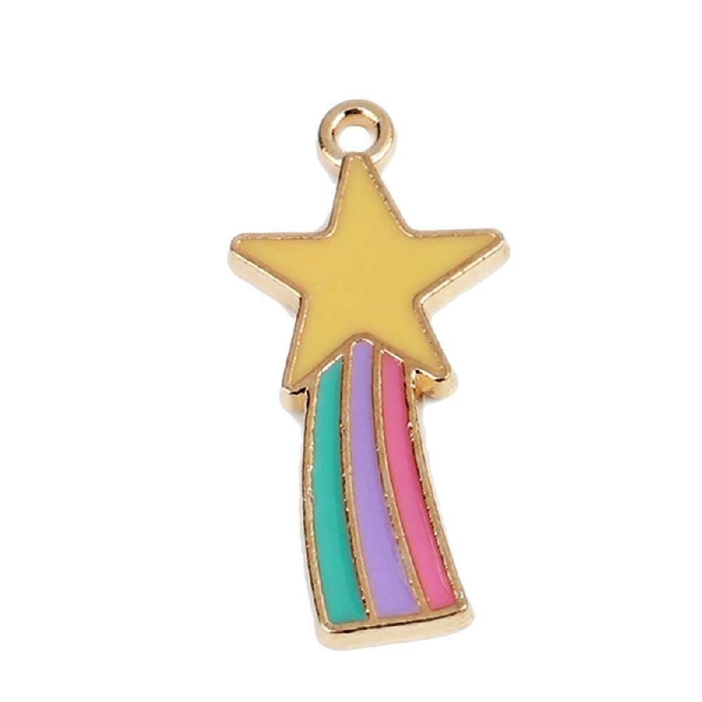 27x13mm Enamel Shooting Star Pendant, gold-plated