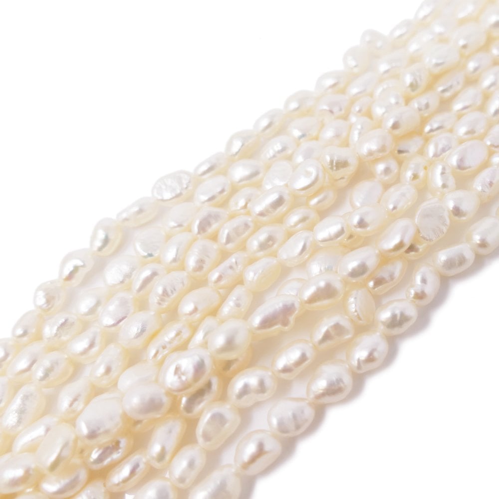 8-9mm Through-Drilled Nuggets Freshwater Pearls, white/ivory, 37cm