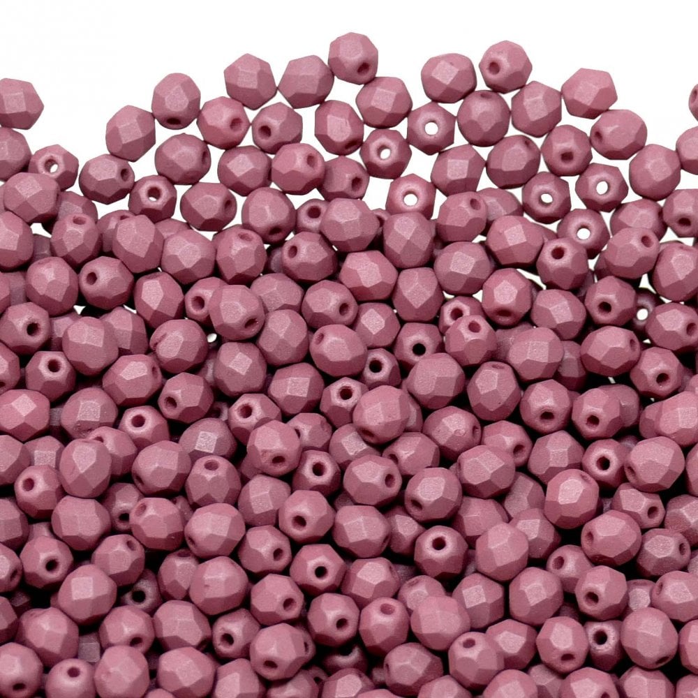 4mm Czech Faceted Round Glass Bead, saturated lavender