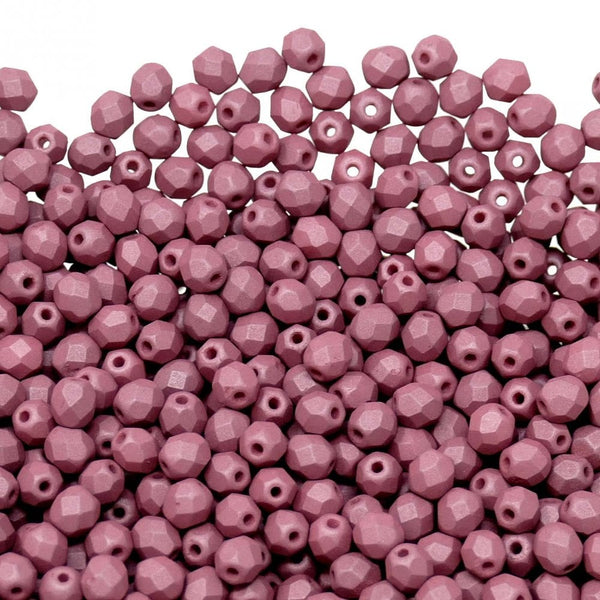 4mm Czech Faceted Round Glass Bead, saturated lavender