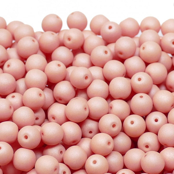 Neon Beads Round Czech Glass 8mm, peach