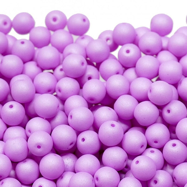 Neon Beads Round Czech Glass 8mm, soft lilac