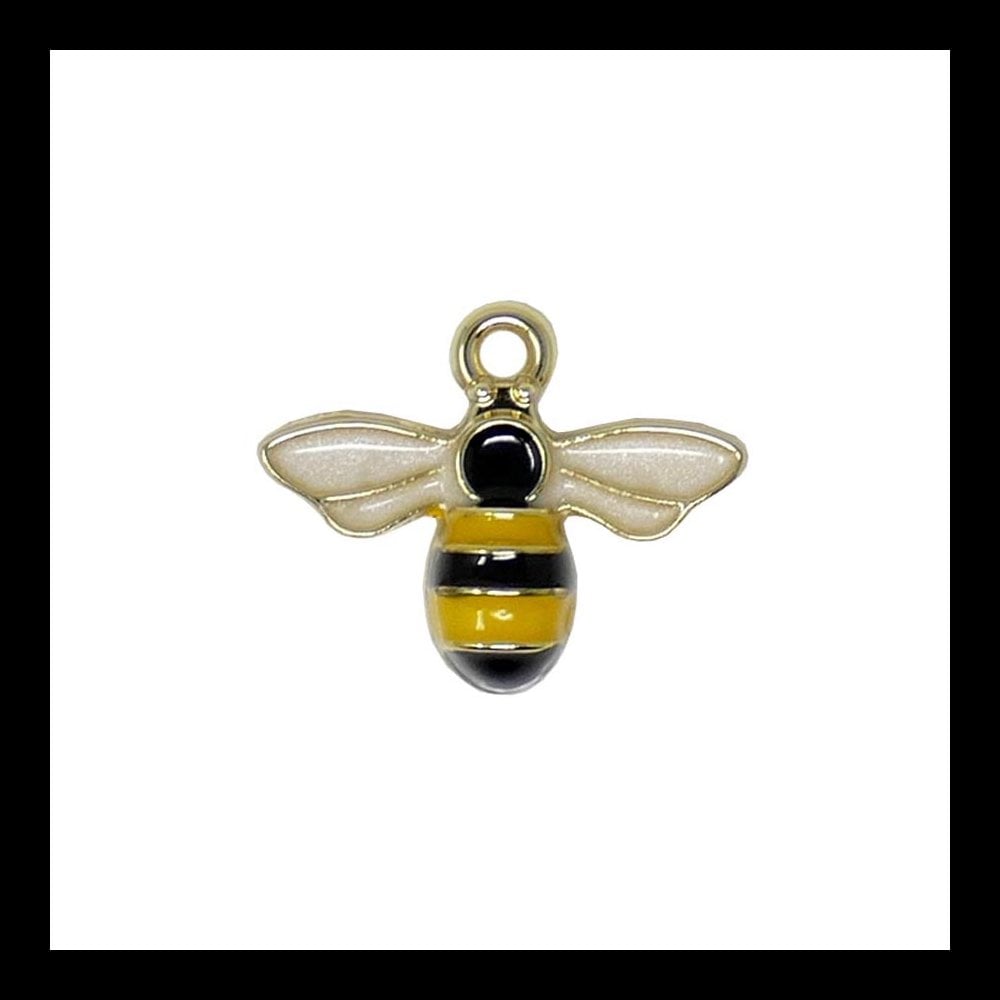 15x12mm Enamel Bee Charm, gold-plated