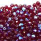 6mm Czech Faceted Round Glass Bead, ruby AB