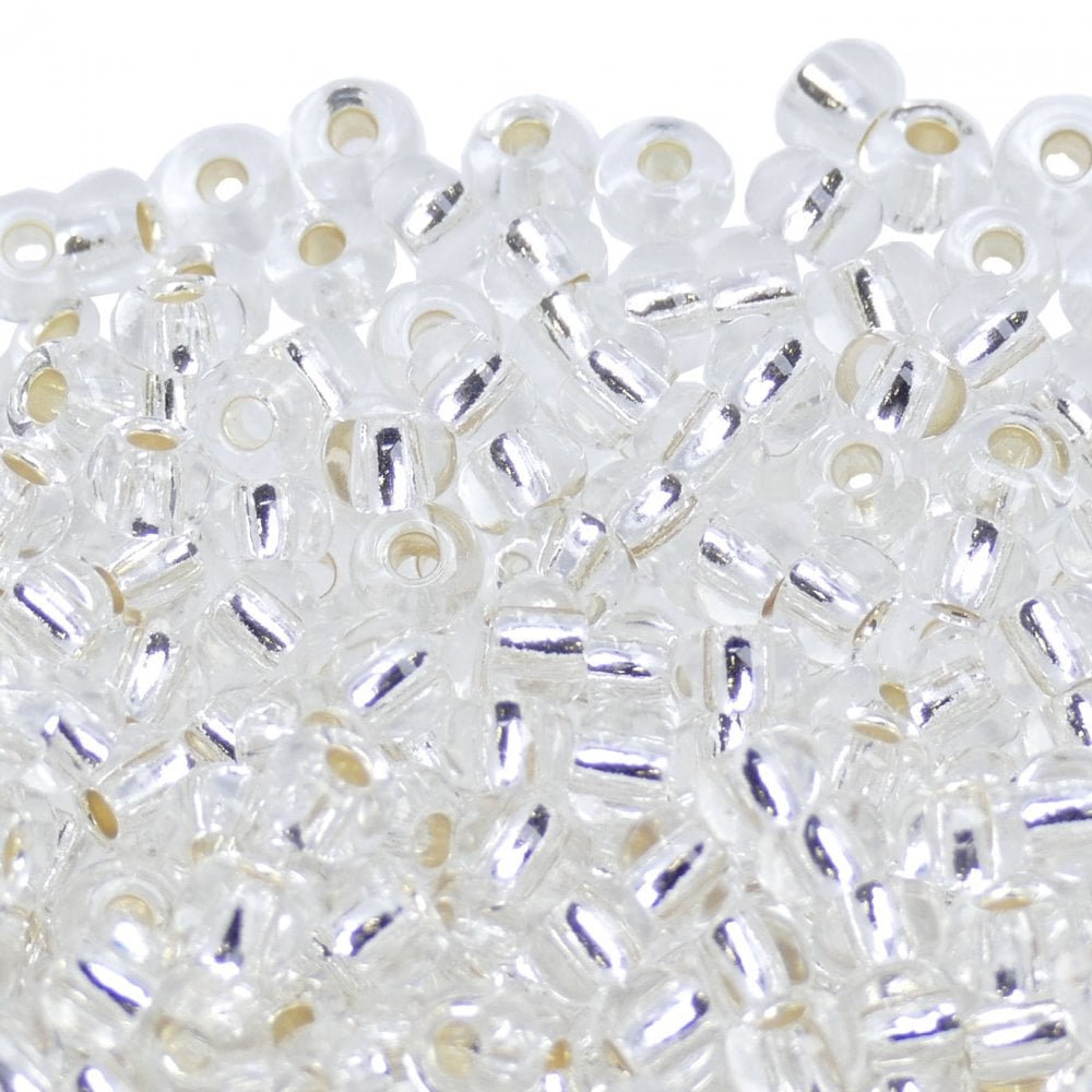 Preciosa Seed Beads 6/0, silver lined crystal