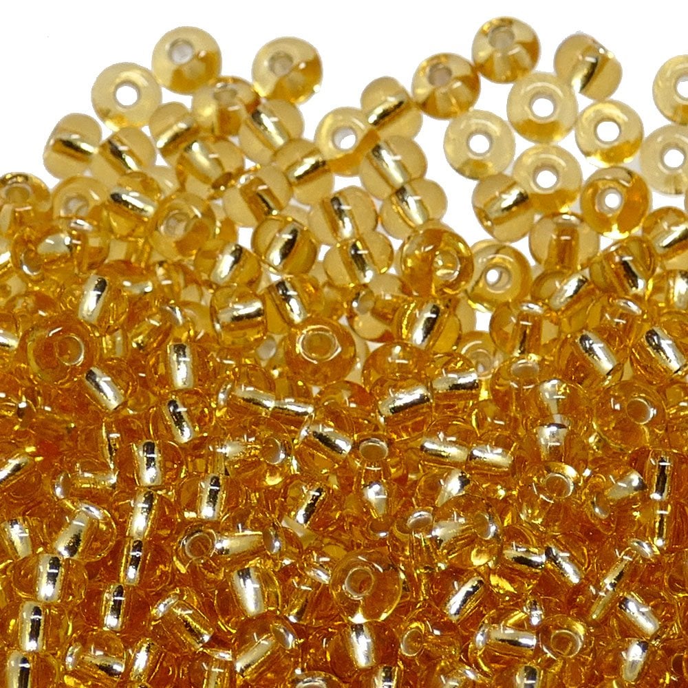 Preciosa Seed Beads 6/0, silver lined gold