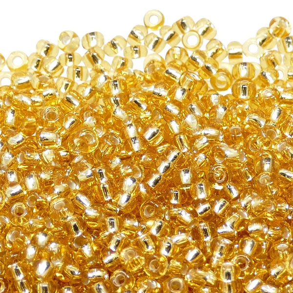 Preciosa Seed Beads 8/0, silver lined gold