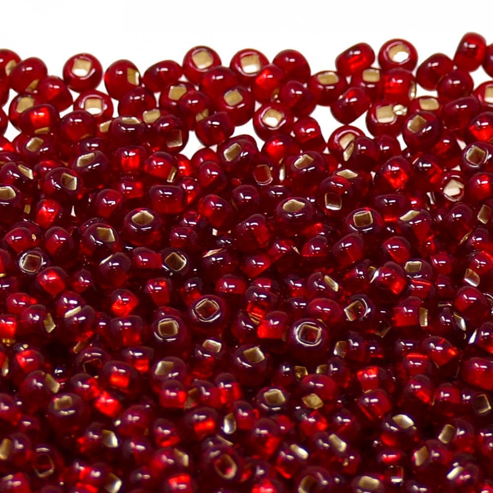 Preciosa Seed Beads 6/0, silver lined red