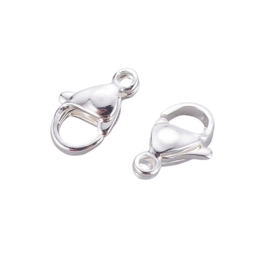 304 Stainless Steel Lobster Clasp 12mm, silver-colour-plated