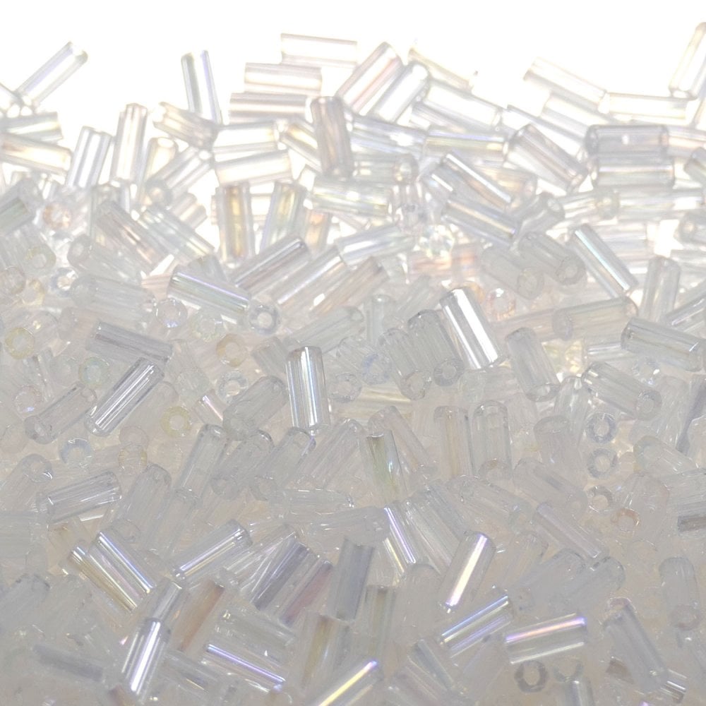 Preciosa Bugle Size 2 Seed Beads, crystal AB