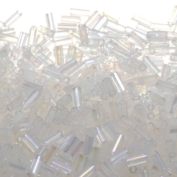 Preciosa Bugle Size 2 Seed Beads, crystal AB