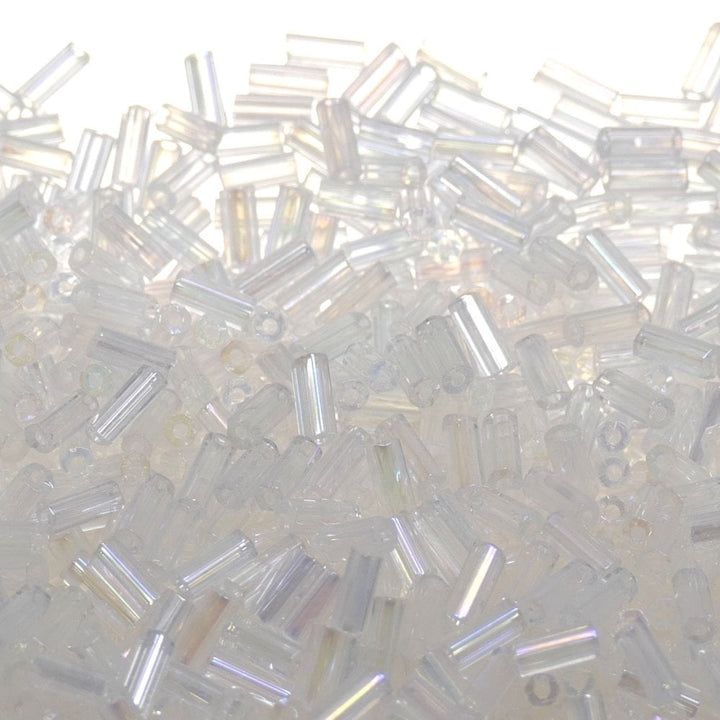 Preciosa Bugle Size 2 Seed Beads, crystal AB