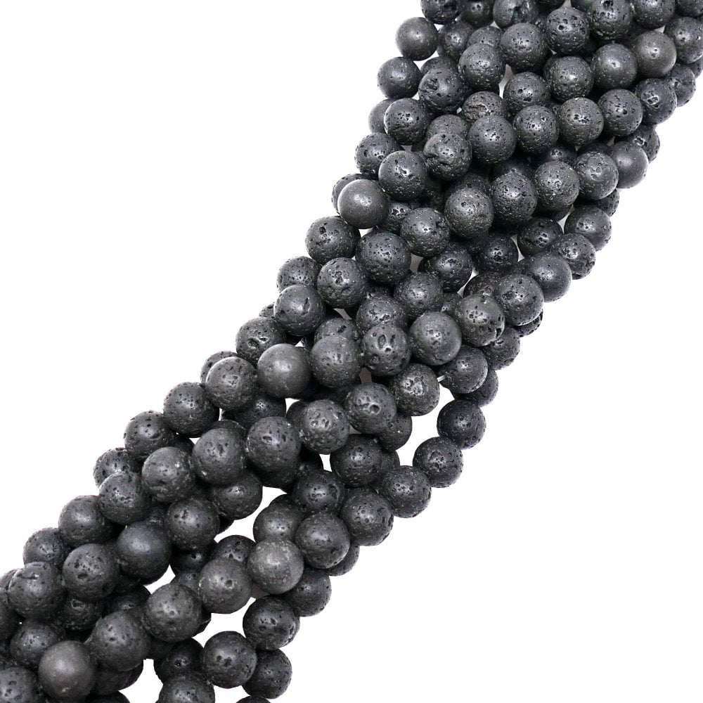 Volcano Black Lava Round Semi Precious Stones 6mm