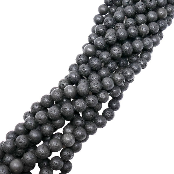 Volcano Black Lava Round Semi Precious Stones 6mm