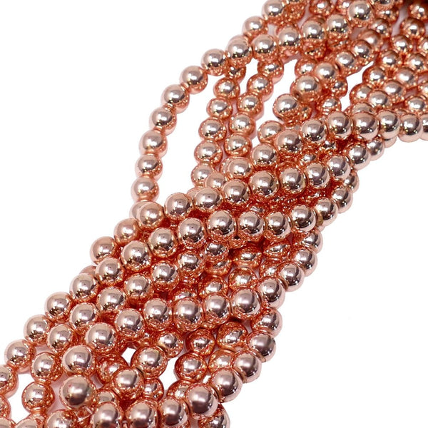 Hematite Rose Gold Round Semi Precious Stones 8mm