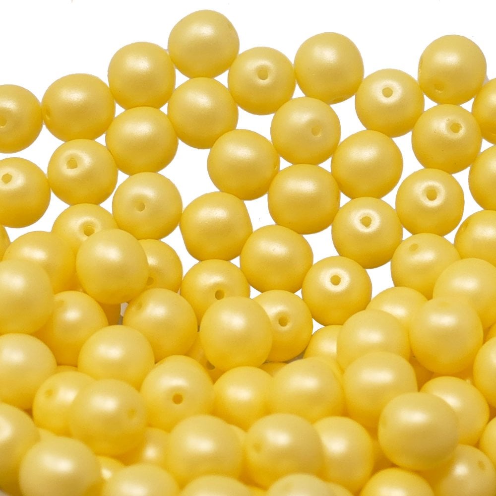Pastel Beads Czech Round Glass 4mm, lemon sorbet