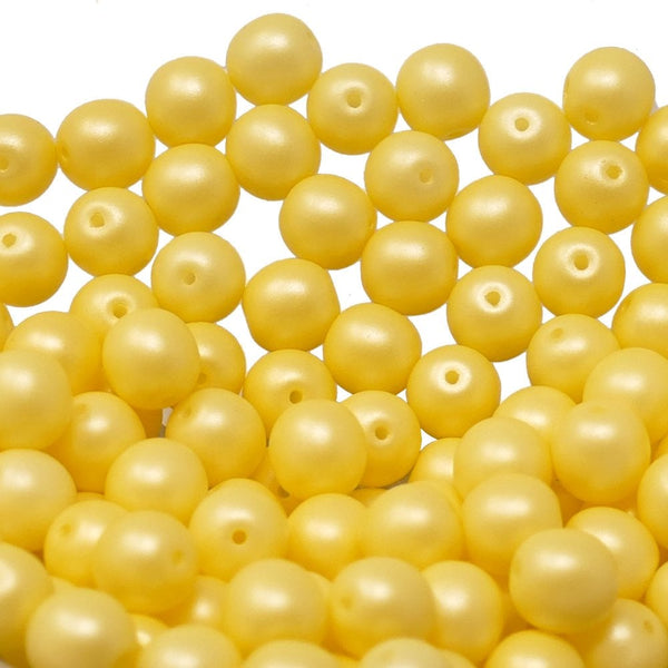 Pastel Beads Czech Round Glass 6mm, lemon sorbet