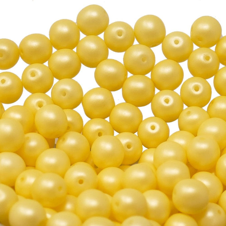 Pastel Beads Czech Round Glass 6mm, lemon sorbet