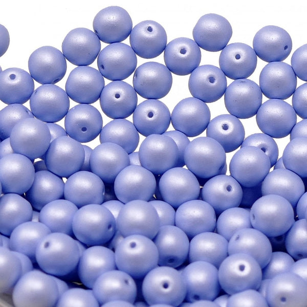 Pastel Beads Czech Round Glass 6mm, periwinkle
