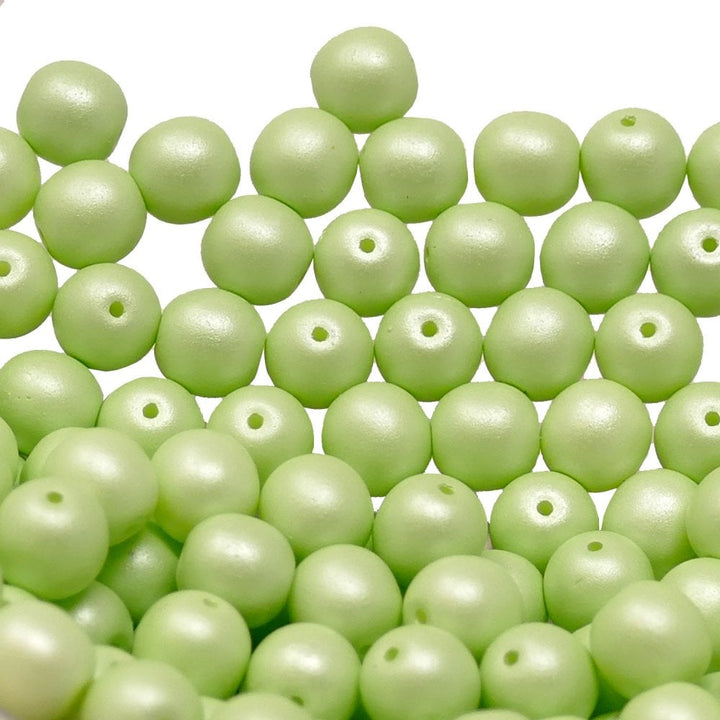 Pastel Beads Czech Round Glass 8mm, honeydew green
