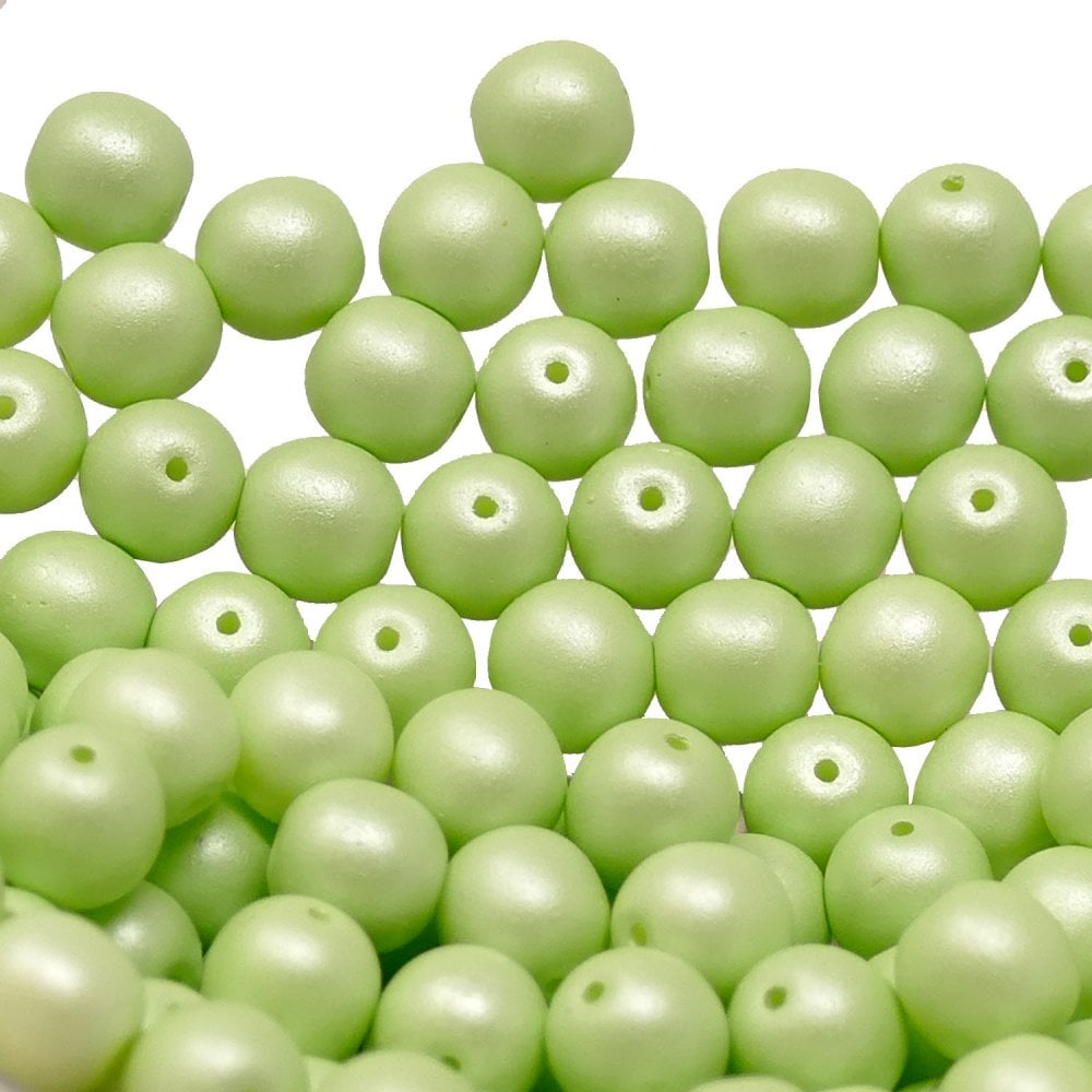 Pastel Beads Czech Round Glass 6mm, honeydew green