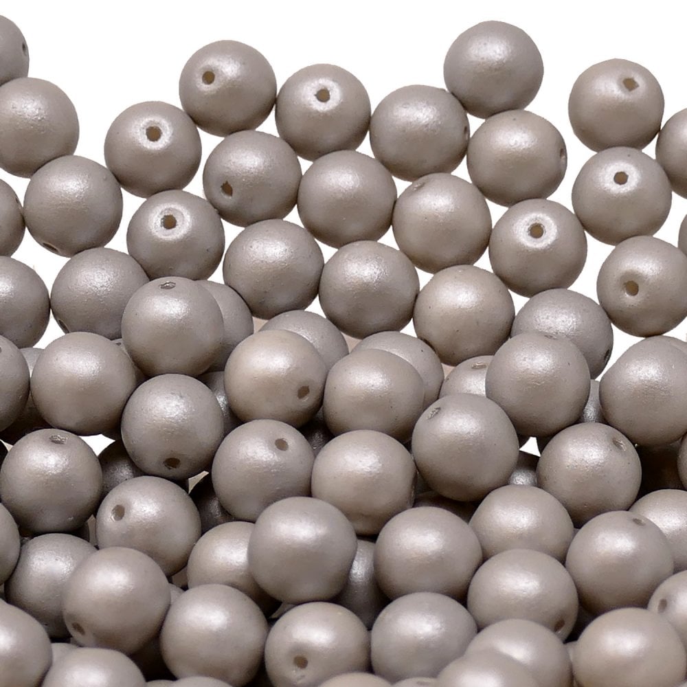 Pastel Beads Czech Round Glass 8mm, owl grey
